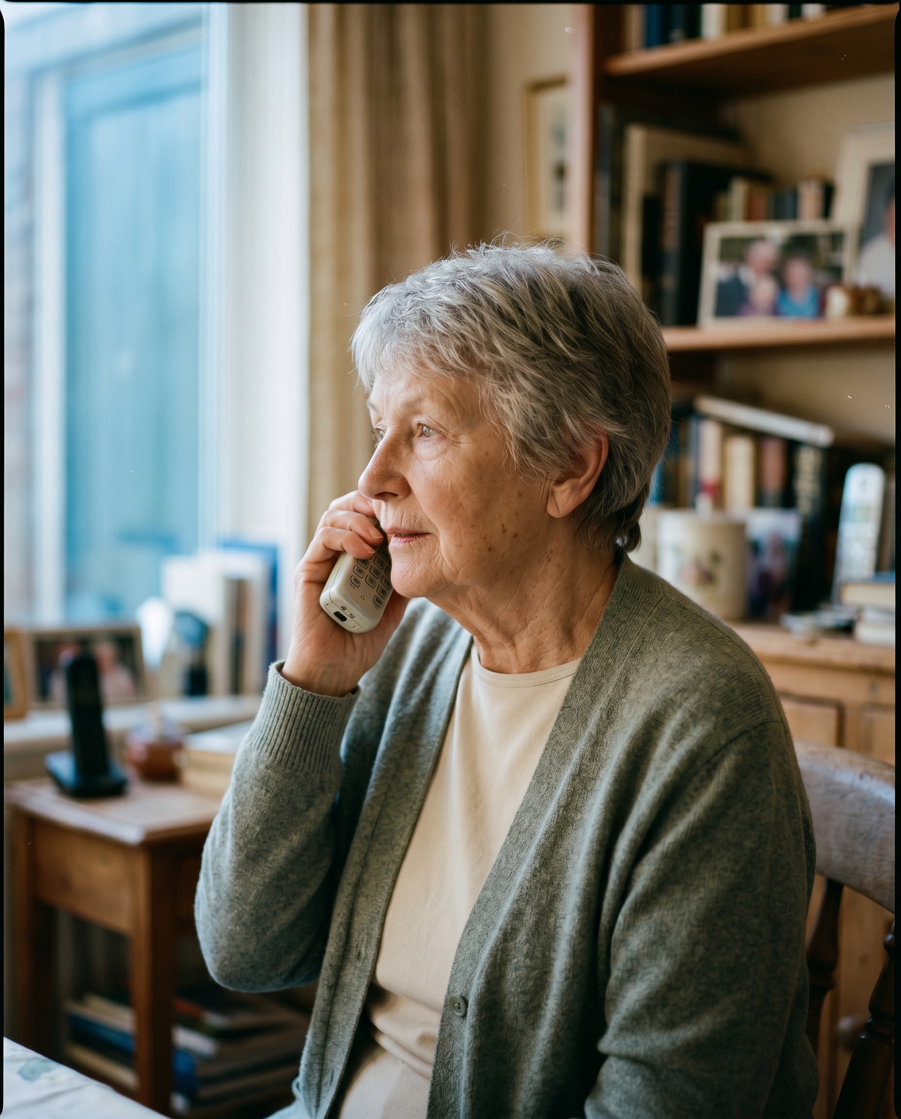 A patient taking a pre-op call from home